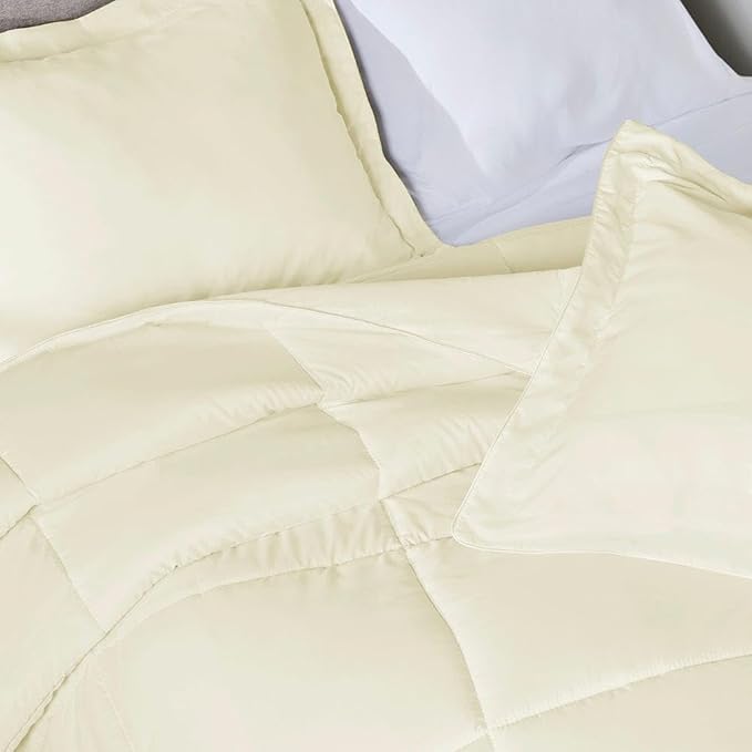 PeachSkinSheets Night Sweats: The Original 1500TC Soft Super Full/XL Full Oversized Comforter Set Vanilla Bean