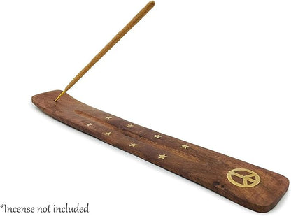Yajna Traditional-Handmade-Burner Wooden-Incense-Strip-Holder Ash-Catcher-Stand for-Aromatherapy-Meditation-Yoga (Incense Strip Holder 10 inch(2 pcs))