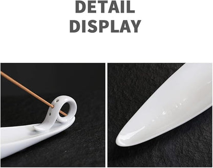 9" Length Incense Stick Holder with 3 Holes, White Porcelain Incense Tray Ash Cather for Spa, Meditation Room, Yoga, Home, Office (White)
