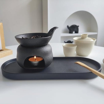 Delicate Romantic Metal Tealight Candle Holder Oil Tart Burner Aroma Diffuser Furnace Home Decoration Split Copper Plates Can Be Dry Burned Black Gold