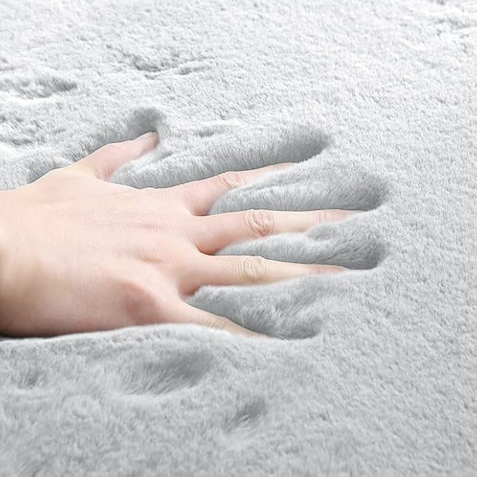 Faux Fuzzy Washable Fur Area Rugs for Bedroom 3x5 Silver Gray Fluffy Rug for Living Room Cute Room Nursery Rug