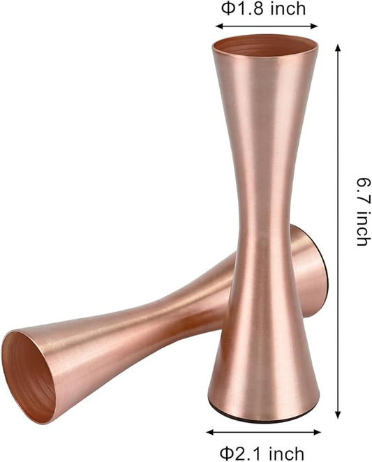 Vixdonos 6.7 inch Brass-Toned Metal Vase Small Flower Vase Set of 2 Modern Decorative Vase for Home Decor, Wedding or Gift(Rose Gold)