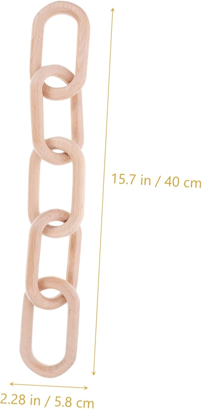 DOITOOL Rustic Link Chain Decor Wall Table Ornament Minimalist Home Accent for Living Room Birthdays Housewarming Natural Wood Sculptures