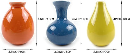 Ceramic Colorful Flower Vases for Home Desk Bookshelf Decoration,Modern Farmhouses Tabletop Small Vase,Set of 3