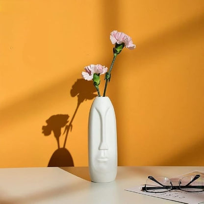 Set of 2pcs Ceramic Flower Vase, Human Face Art Sculpture Plant Pot Bud Vase Statue for Coffee Table, Bookshelf, Kitchen, Centerpieces, Living Room, Wedding and Office