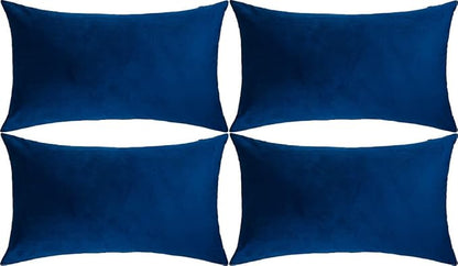 Artaimee Navy Blue Velvet Throw Pillow Covers 12x20 – Set of 4 Decorative Cushion Covers for Sofa, Bed, Couch, & Car – Soft, Cozy, Machine Washable