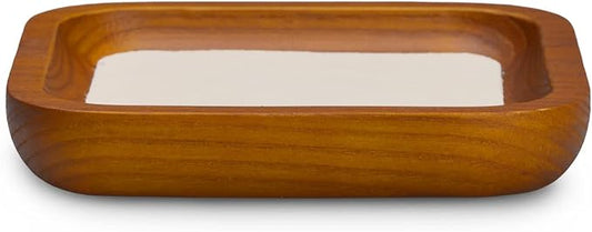 Oirlv Solid Wood Jewelry Display Tray Small Jewelry Tray Rings Earrings Bracelets Necklace Holder Organizer(Small, Creamy-white)