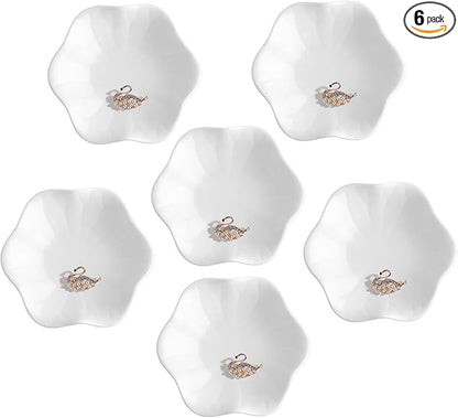 Shappy 6 Pcs White Ceramic Jewelry Tray 4.5 in Ring Holder Trinket Dish for Christmas Friendship Wedding Birthday Gifts(Flower)