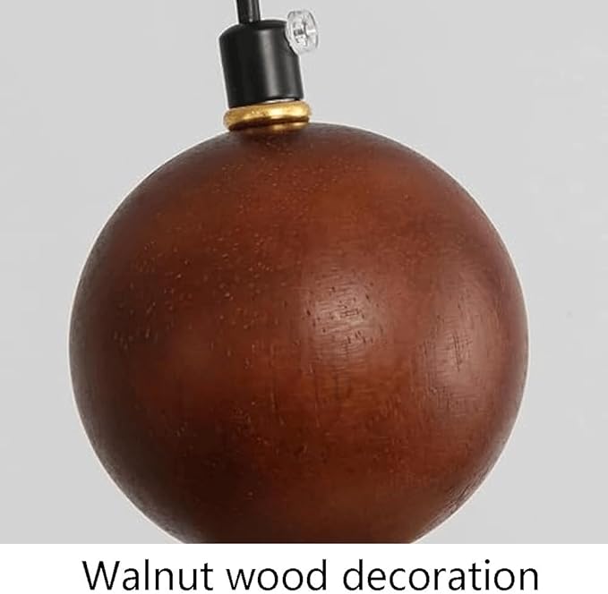 Modern Minimalist Nordic Lighting Fixture Spherical Travertine Walnut Wood Pendant Light Adjustable Hanging Lamp for Bedroom Bedside Dining Room Study