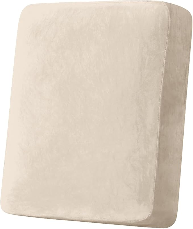 Couch Cover Stretch Velvet Sofa Cushion Cover 1-Piece - Elastic Washable Slipcover for Seat or Backrest, Couch Seat Covers for Sofas (Ivory)