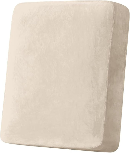 Couch Cover Stretch Velvet Sofa Cushion Cover 1-Piece - Elastic Washable Slipcover for Seat or Backrest, Couch Seat Covers for Sofas (Ivory)
