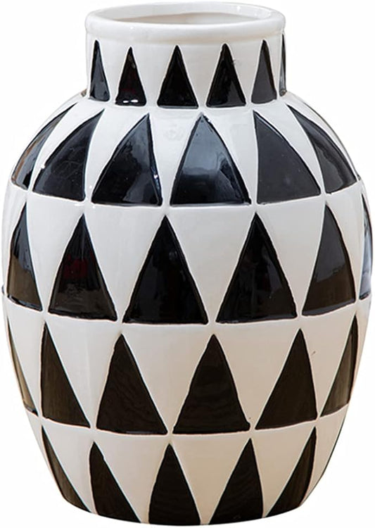 Black and White Ceramic Vase Nordic Minimalist Style Decor for Countertop Center Dresser Kitchen Living Room Home Decor Abstract Vase (W339)