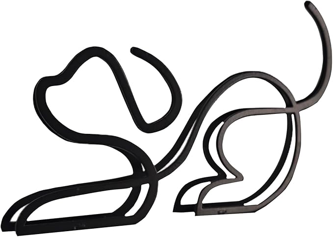 Minimalist Art Sculpture, Personalized Metal Abstract Metal Line Minimalist Art Crafts Creative Line Drawing Ornaments for Wall, Living Room, Home Office Desk Decoration (Line Dog)