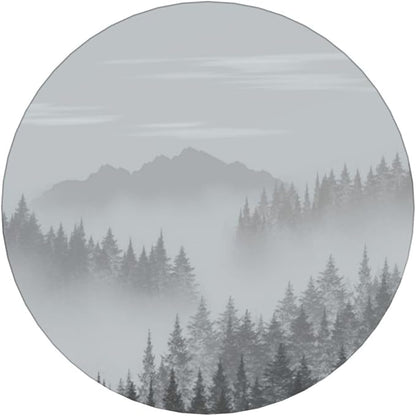 6 Pcs Ceramic Coasters with Holder Absorbent Drink Round Mountains Forest Fog Design for Home Table Coffee Cup Wine Beer Bar,Size 4.4 inches