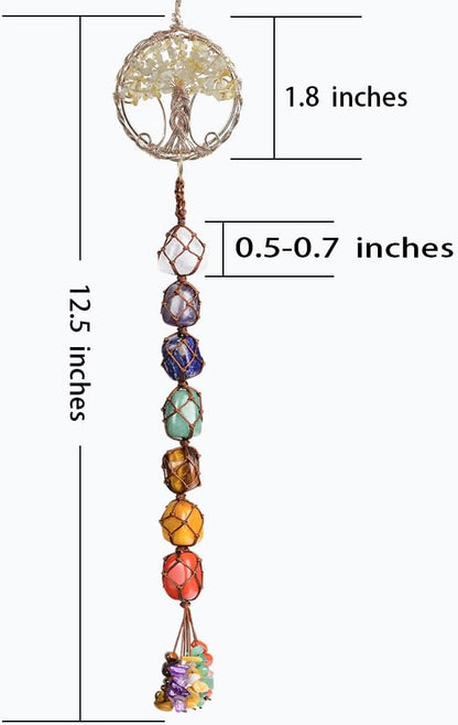 Anjiucc Handmade Crystal Window Car Hanging Ornaments 7 Chakra Home Ornament Yoga Meditation Car Decoration（A-Style 15）