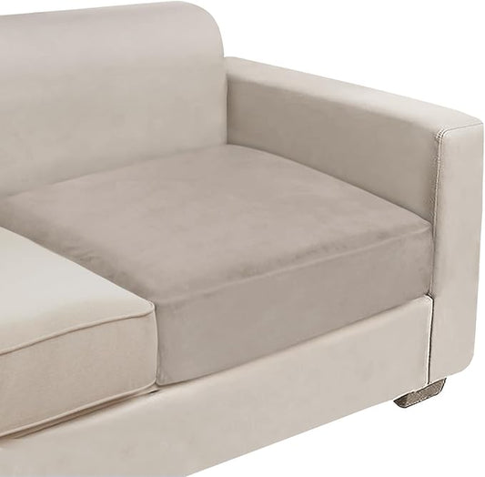 NAISI Couch Cushion Covers 1 Piece Velvet Stretch Sofa Seat Covers or Backrest Covers Soft Individual Couch Covers for Sectional Sofa(1 PC for Seat Cushion or Backrest,Taupe)