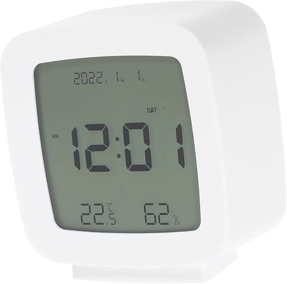 Toyvian Digital Alarm Clock Small Desk Clock with Temperature Humidity Display for Bedroom Plastic Elegant Minimalist Design for Students