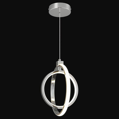 Modern LED Chandelier Chrome Ring Pendant Light Fixtures 4000K Dimmable Height Adjustable Pendant Lighting for Dining Room Kitchen Island Bedroom Living Room Foyer（1-Pack）…
