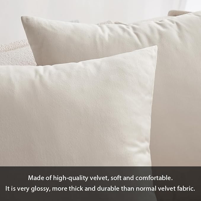 MIULEE Velvet Throw Pillow Covers 12x20 Inch, Pack of 2 - Cream White, Soft Solid Lumbar Decorative Pillow Covers Modern Luxury Home Decor for Spring Couch Sofa Bedroom Livingroom