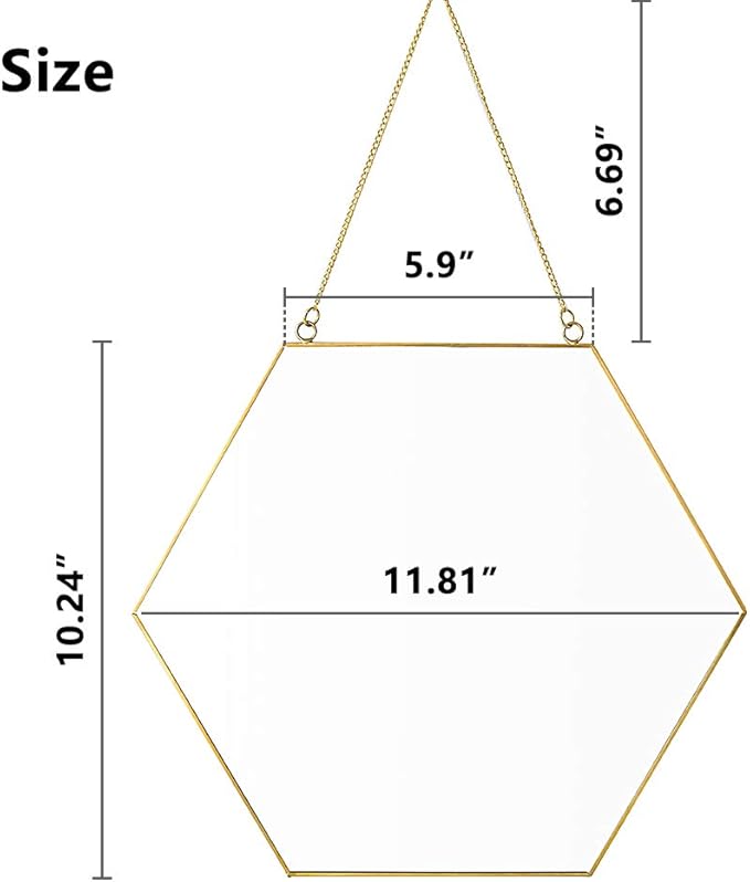 Dahey Gold Hexagon Mirror Wall Decor Small Decorative Mirror Hanging Mirrors for Wall Home Bathroom Bedroom Living Room Dorm College Office, 11.81"X10.24", Small, Gold