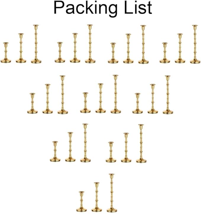 Brass Candlestick Holders Vintage: Tall Gold Taper Candle Holder Set of 30 Antique Candle Stick Holders for Christmas Wedding Centerpieve Living Room Mantle Home Decor Bridal Shower