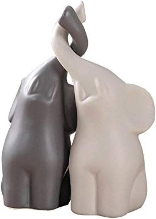 Creative Decoration Home Decor Animal Ornament Ceramics Crafts Art Figurines (Twin Elephant)