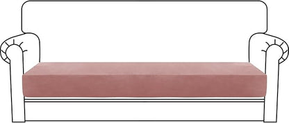 MAXIJIN Velvet Stretch Couch Cushion Covers Soft Sofa Cushion Cover Replacement Sofa Seat Cushion Slipcovers Furniture Protector with Elastic Bottom (1 Piece Sofa Cushion Cover, Dusty Pink)