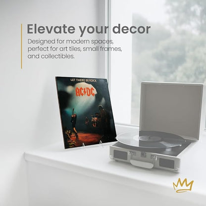 KINGDOM SOLUTIONS Made in USA 48-Pack Adjustable Acrylic Easels - Plate Stand - Sturdy Book Stand for Art, Pictures, Plates, Frames - Unique on The Market