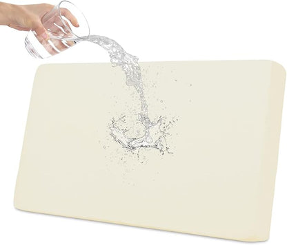Easy-Going 100% Waterproof Loveseat Sofa Seat Cushion Slipcovers Couch Cushion Cover Stretch Furniture Protector for Kids, Pets (Loveseat Cushion, Ivory)