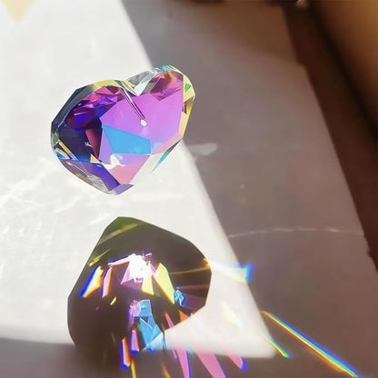 5Pcs Small Suncatchers Crystal Prisms, Hanging Sun Catcher with Glass Prism, Crystalsuncatcher Rainbow Maker for Garden Fantasy Aesthetic Home Decor, Windows, Room, Heart Shape