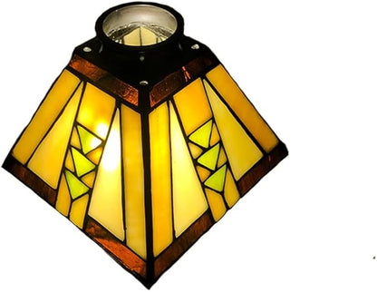HUIMEIJU Tiffany Square Wall or Pendant Lamp - Geometric Stained Glass Replacement Lampshade