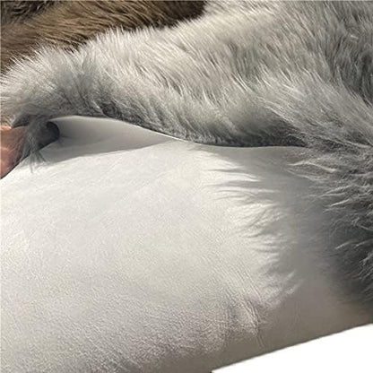 HUAHOO Premium Genuine Sheepskin Rug Grey Real Australia Sheepskin Natural Luxury Fluffy Lambskin Fur Area Rug Seat Covers for Kids Bedroom Sofa Chair Cover Quarto Pelt/4' x 6' Silver Grey