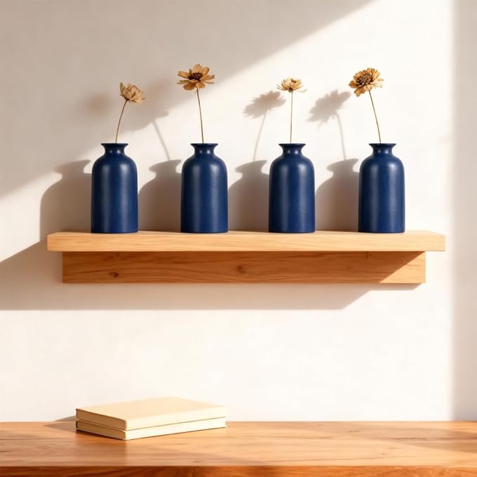 Blue Ceramic Bud Vases Set of 6 – 5 in Small Vases for Dried Flowers or House Plants, Modern Boho Decorative Vases for Wedding, Home, Table Centerpieces, Mantel or Office Decor