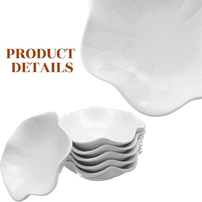Shappy 6 Pcs White Ceramic Jewelry Tray 4.5 in Ring Holder Trinket Dish for Christmas Friendship Wedding Birthday Gifts(Flower)