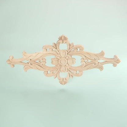 MUXSAM Wood Carved Appliques Furniture Decorative Onlays, 2Pcs Unpainted DIY Center Carving Decal for Door Wall Ceiling Cabinet Dresser Mirror Bed Mantel Bench Decoration, 32x16cm/12.6"x6.3"