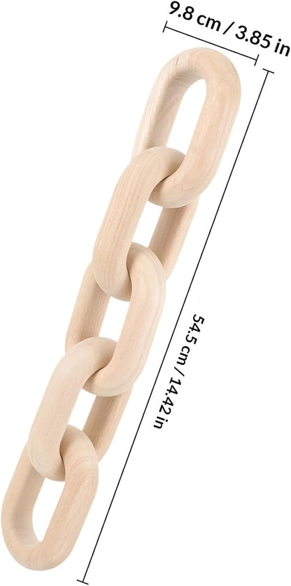 OSOLADY Wood Chain Link Decor: 5-Link Decorative Wooden Chain - Aesthetic Home Decor for Farmhouse Bookshelf Coffee Table Living Room Racks Cabinet