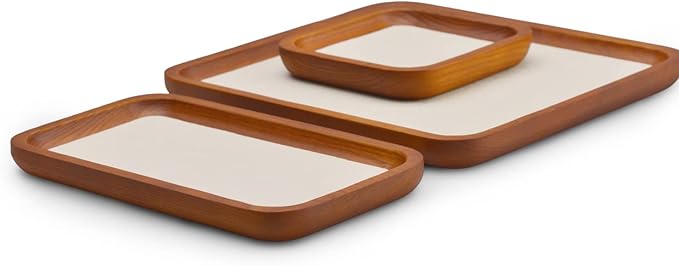 Solid Wood Jewelry Display Flat Tray for Rings Earrings Necklace Bracelet, Jewelry Photograph Display(Beige,L)