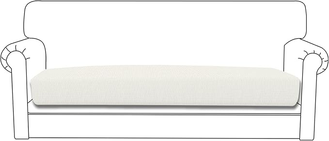Easy-Going Stretch Cushion Cover Sofa Cushion Furniture Protector Sofa Seat Sofa Slipcover Sofa Cover Soft Flexibility with Elastic Bottom (Sofa Cushion, Cream)