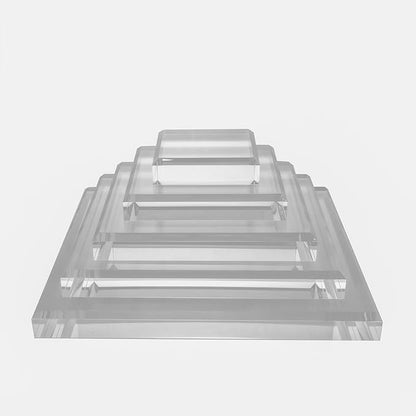 CiaoHER 1in Thickness Beveled Acrylic Square Display Block Clear Polished Pedestal Stand Riser (8x8, 1pack)