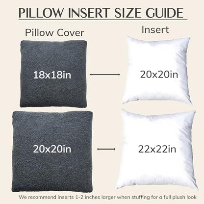 SAMIAH LUXE Grey Teddy Boucle Pillow Covers 20x20 2pcs for Home Living Room Decor, Sherpa Textured Decorative Throw Pillow Covers for Boho Decor, Square Throw Cushion Euro Shams for Modern Farmhouse