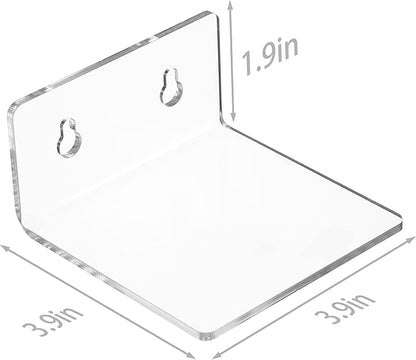 Acrylic Wall Shelves,Clear 4 inch Floating Shelves for Display,Ledges Pop Figures,Plant,Tiny Wall Mounted Transparent Shelf Small Invisible Shelves with Adhesive for Bedroom Living Room Decoration