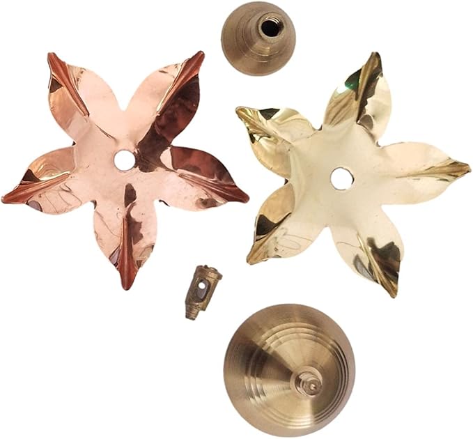 athizay Brass Diyas Pack of 2 for Pooja Virgin Brass Indian Diya Set Oil lamp Sets for Gifting Home Decor Lotus Vilakku (Kamaldeep Set)