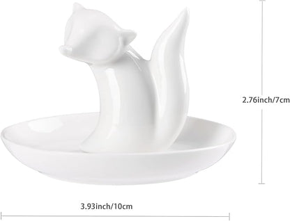 Fox Gifts Fox Ring Dish Jewelry Holder Ring Stand, Funny Gifts for Women Friend Mom Grandma Nana Aunt Birthday Mother's Day Christmas Valentines Gift, Fox Decor