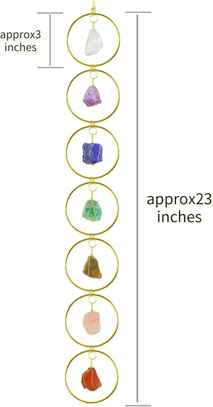 Anjiucc Handmade Natural Gemstone Crystal Hanging Ornaments 7 Chakra Feng Shui Ornaments for Home Decoration Window Decor（A-Style 9）