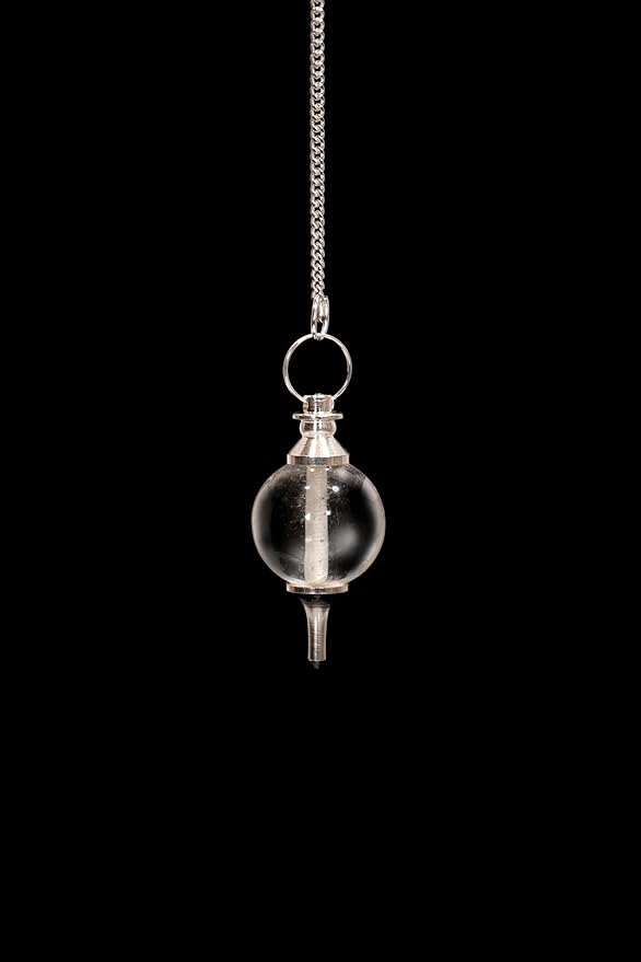 L PEDRA & CRYSTAL Crystal Ball Pendulum – Polished Gemstone Sphere with Chain for Dowsing, Divination, or Decor | Ball-Shaped Crystal Pendant for Energy Work & Display (Crystal Quartz Ball Pendulum)