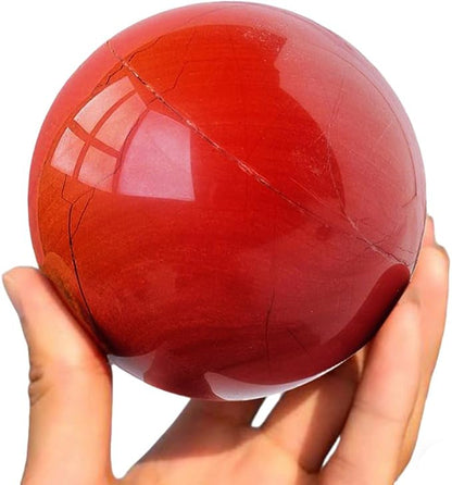 6-7CM/2.36-2.76inch Magical Natural Red Jasper Stone Ball Quartz Crystal Mineral Reiki Treatment Home Office Degaussing Decoration Collection Sphere (Red Jasper, 60-70mm)