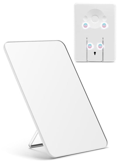 OMIRO Magnetic Locker Mirror, 10 x 7 inches Desk Makeup Mirror with Adjustable Stand and Hanging Hole for Shaving and Traveling, Strong Magnets for Secure Attachment,White