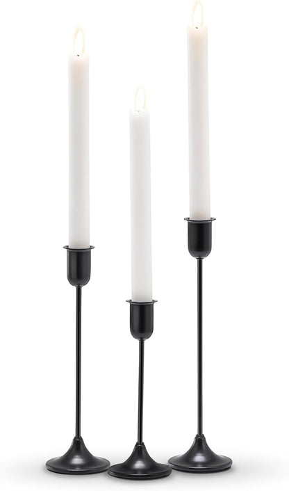 Black Tall Candle Candlestick Holder, 3PCS Taper Pillar Candle Sticks Stand Holders Decor, Centerpiece Dining Table Wedding Festive Fireplace Mantle Vintage Room Decorations, Housewarming Gift