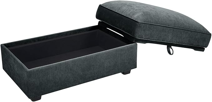 Ottoman - Chenille Grey with Storage & Comfort