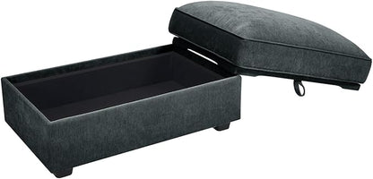 Ottoman - Chenille Grey with Storage & Comfort